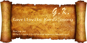 Gavrilovits Karácsony névjegykártya